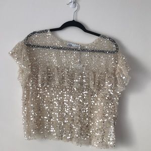 NWT Zara sheer sequence top